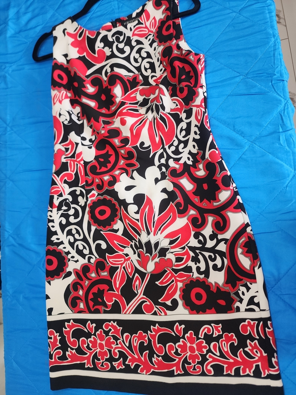 Women's Red Black White Floral Print Swim Cover Dress